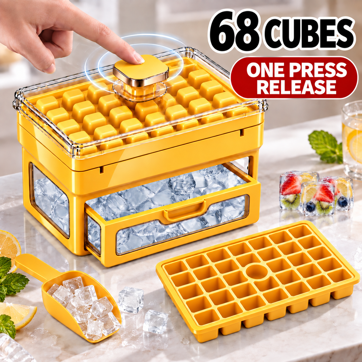 🧊 Gavelyn® 34/68-Cube All-In-One Ice-Making System With Built-In Storage Drawer