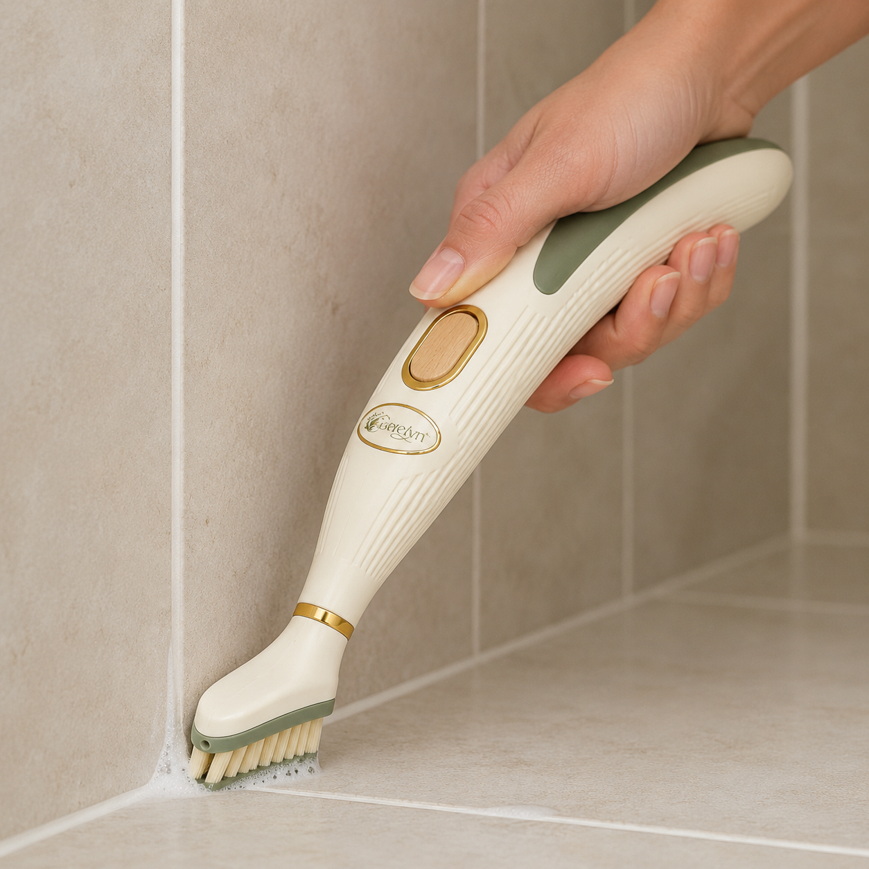 Gavelyn GroutFlow Refillable Grout & Crevice Brush with Press-to-Dispense Handle