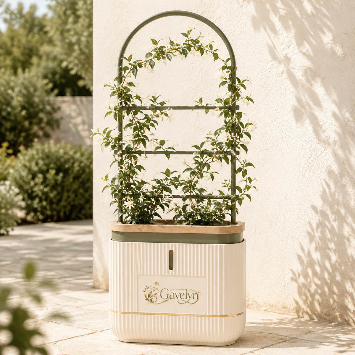 Gavelyn RootHalo Self-Watering Patio Planter with Integrated Climbing Trellis