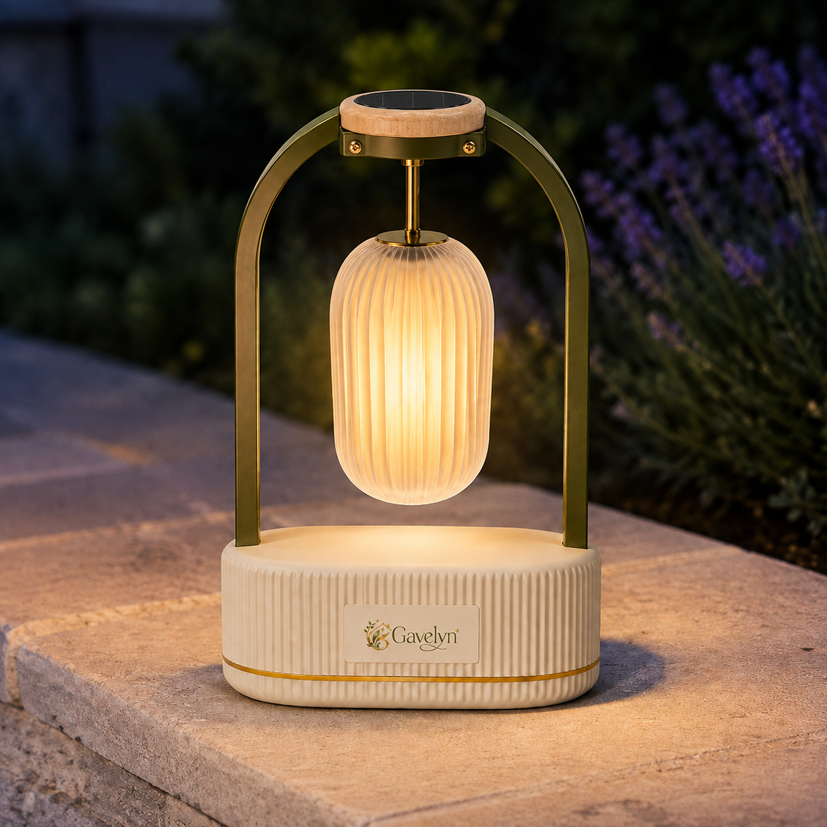 Gavelyn LumaArc Outdoor Lantern with Suspended Ribbed Light
