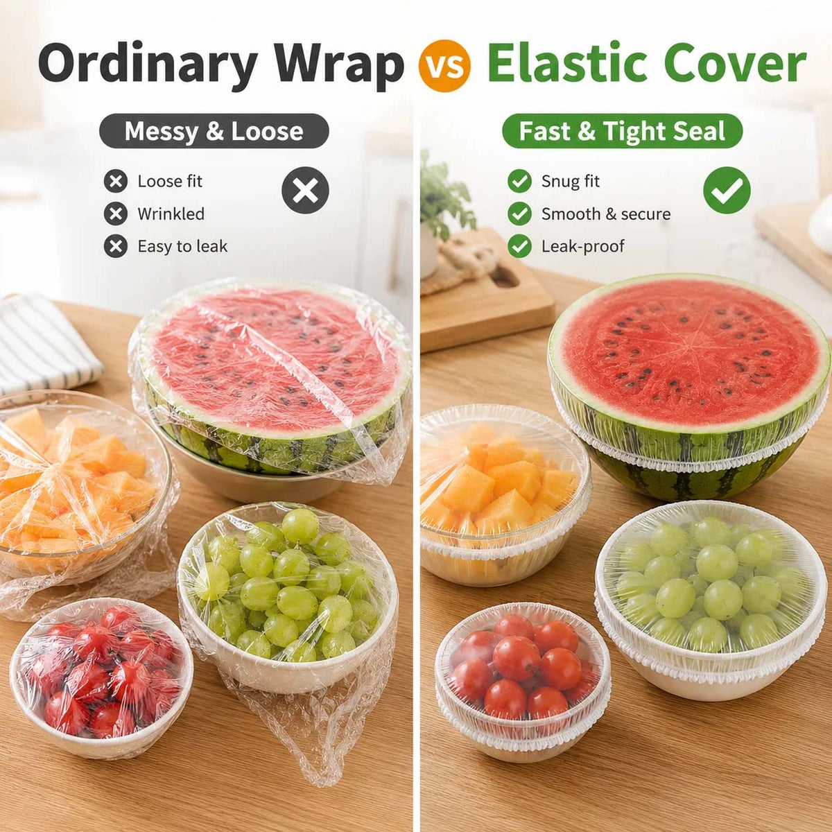 🏅 Gavelyn® 100-Piece Stretch Food Covers – Quick Fit for Bowls, Plates & More