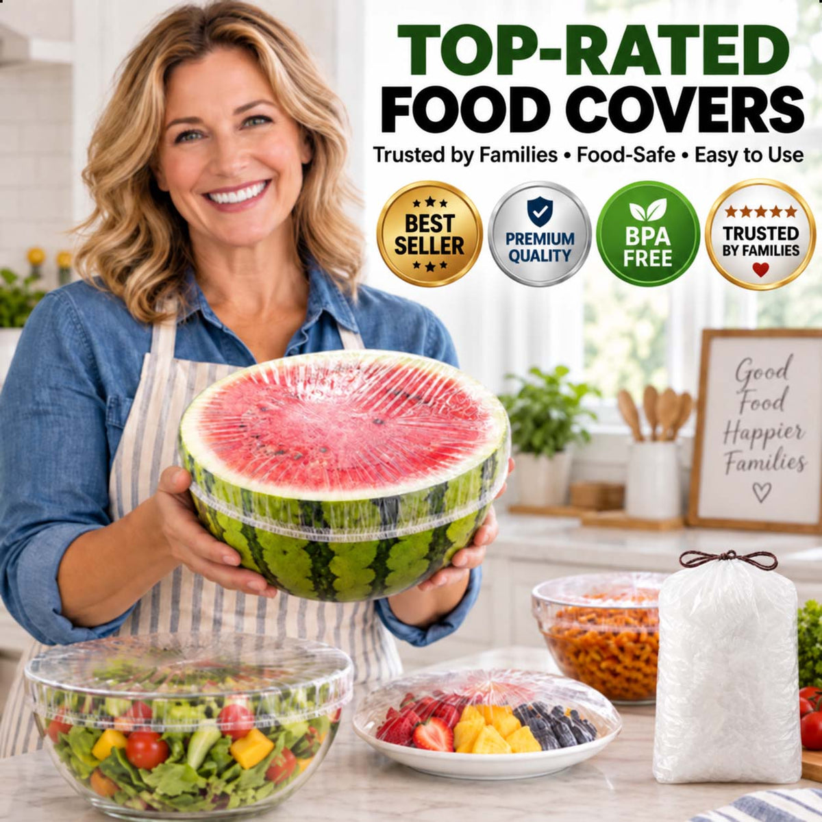 🏅 Gavelyn® 100-Piece Stretch Food Covers – Quick Fit for Bowls, Plates & More