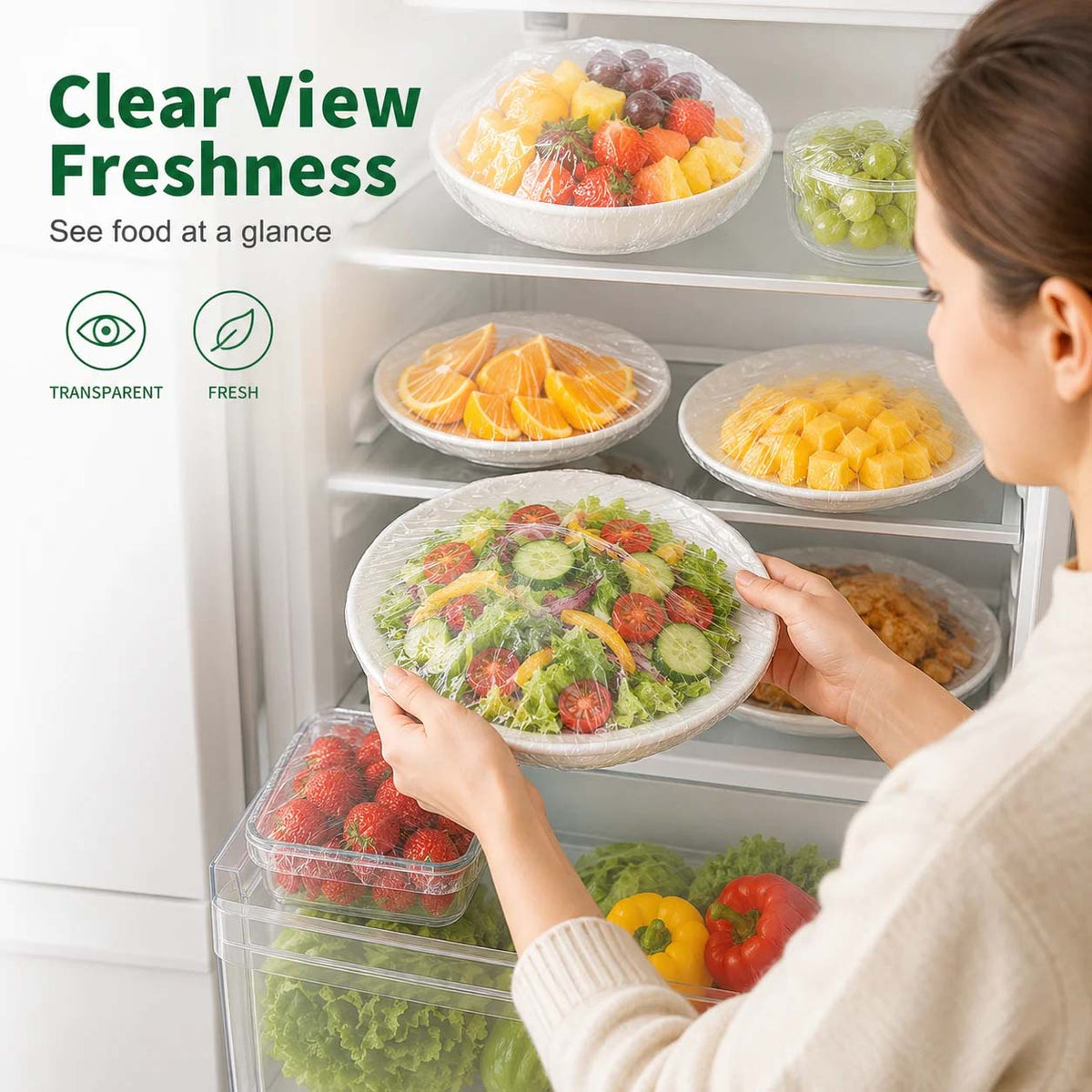 🏅 Gavelyn® 100-Piece Stretch Food Covers – Quick Fit for Bowls, Plates & More