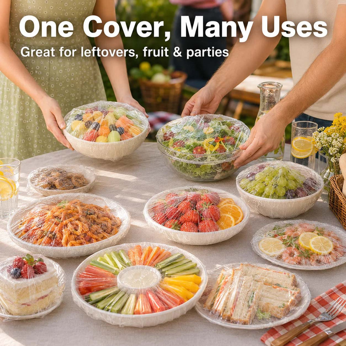🏅 Gavelyn® 100-Piece Stretch Food Covers – Quick Fit for Bowls, Plates & More