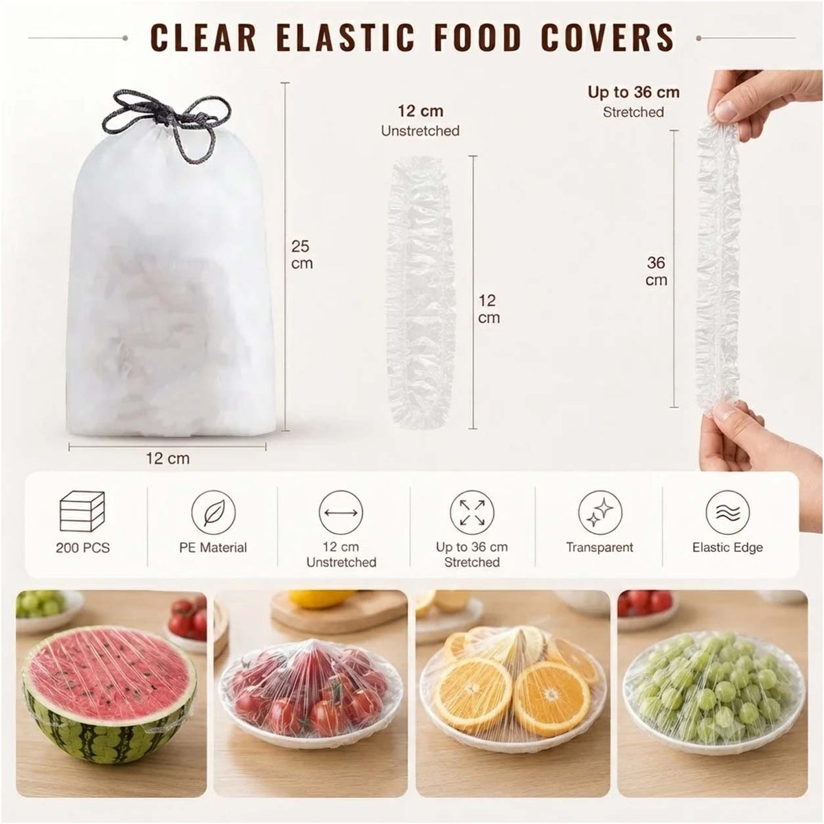 🏅 Gavelyn® 100-Piece Stretch Food Covers – Quick Fit for Bowls, Plates & More