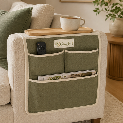 Gavelyn WillowArc Sofa Arm Organizer with Removable Tray & 3-Pocket Storage
