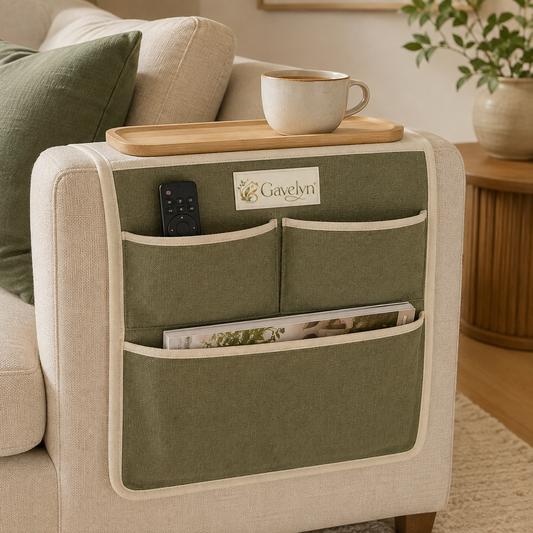 Gavelyn WillowArc Sofa Arm Organizer with Removable Tray & 3-Pocket Storage