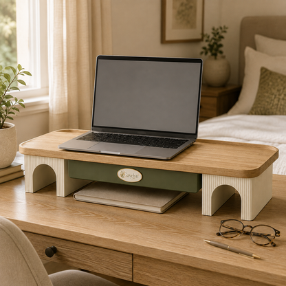 Gavelyn QuietRise Desktop Monitor Stand with Storage Drawer & Keyboard Space