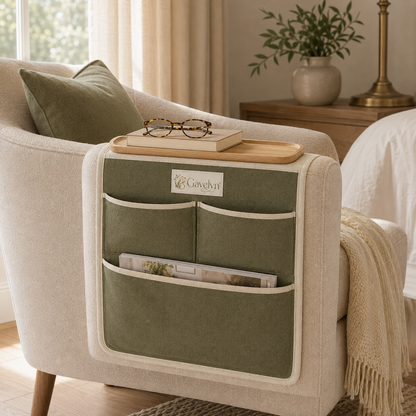 Gavelyn WillowArc Sofa Arm Organizer with Removable Tray & 3-Pocket Storage