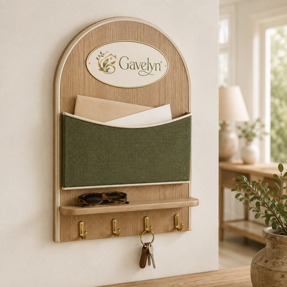 Gavelyn HavenArc Wall-Mounted Mail Organizer with Shelf & 4 Key Hooks