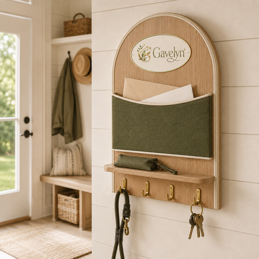 Gavelyn HavenArc Wall-Mounted Mail Organizer with Shelf & 4 Key Hooks