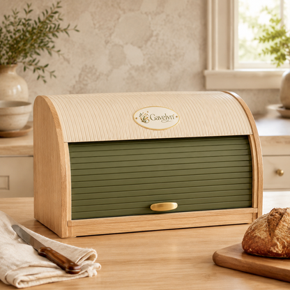 Gavelyn HearthLoaf Roll-Top Bread Box with Integrated Serving Board