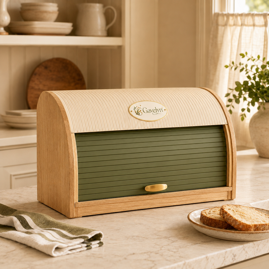Gavelyn HearthLoaf Roll-Top Bread Box with Integrated Serving Board