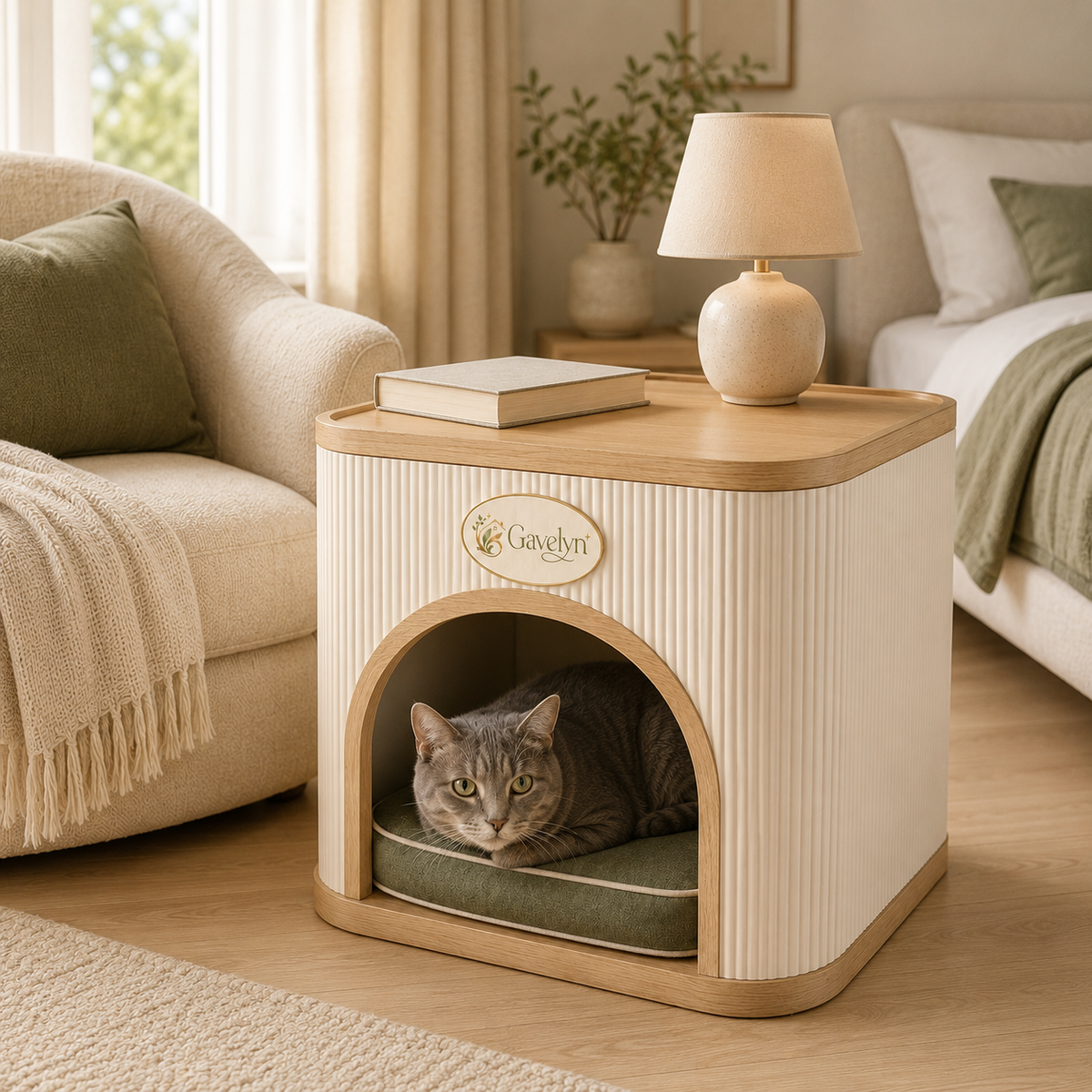 Gavelyn CozyCove Pet Nook Side Table with Removable Cushion