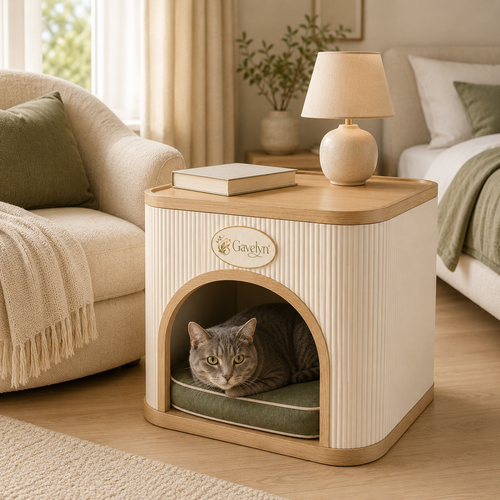 Gavelyn CozyCove Pet Nook Side Table with Removable Cushion