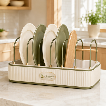 Gavelyn PlateHarbor Vertical Dinnerware Organizer with Ceramic Base