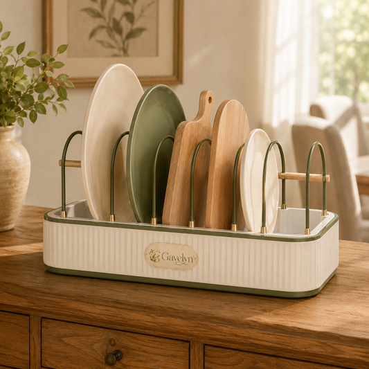 Gavelyn PlateHarbor Vertical Dinnerware Organizer with Ceramic Base