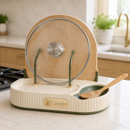 Gavelyn RestArc Countertop Pot Lid & Utensil Rest with Ceramic Catch Tray