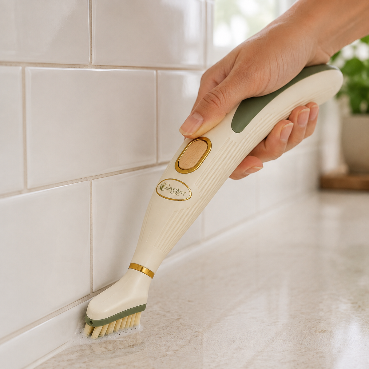 Gavelyn GroutFlow Refillable Grout & Crevice Brush with Press-to-Dispense Handle