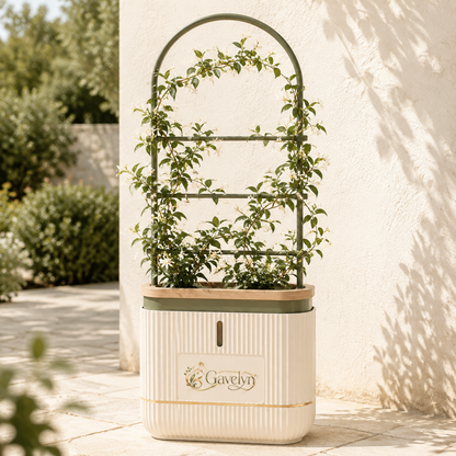 Gavelyn RootHalo Self-Watering Patio Planter with Integrated Climbing Trellis