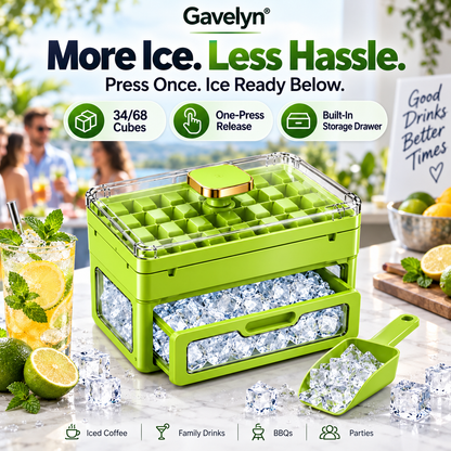 🧊 Gavelyn® 34/68-Cube All-In-One Ice-Making System With Built-In Storage Drawer