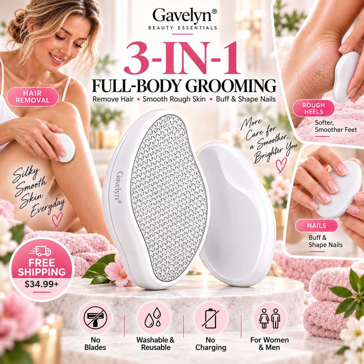 ◈ Gavelyn® 3-in-1 Crystal Hair Remover – Hair, Callus & Nail Care