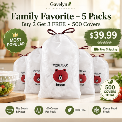 🏅 Gavelyn® 100-Piece Stretch Food Covers – Quick Fit for Bowls, Plates & More