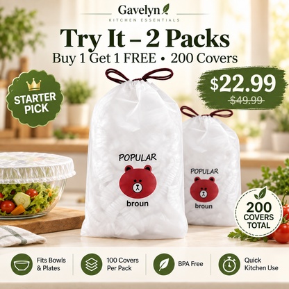 🏅 Gavelyn® 100-Piece Stretch Food Covers – Quick Fit for Bowls, Plates & More