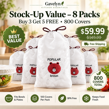 🏅 Gavelyn® 100-Piece Stretch Food Covers – Quick Fit for Bowls, Plates & More
