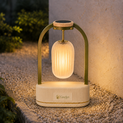 Gavelyn LumaArc Outdoor Lantern with Suspended Ribbed Light
