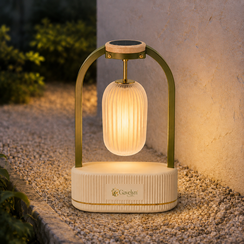 Gavelyn LumaArc Outdoor Lantern with Suspended Ribbed Light