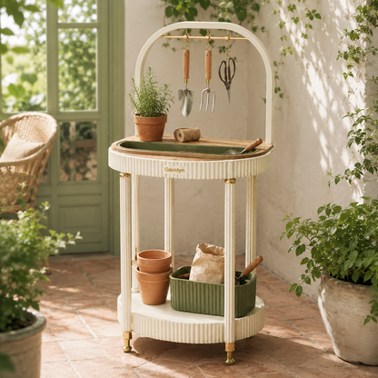 Gavelyn ArcSeed Garden Potting Station with Removable Soil Tray & Tool Rack